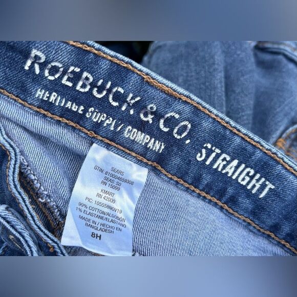 Roebuck& Co Straight Blue Jeans Size 8 Husky Adjustable Waistband Excellent Prel - Picture 3 of 3